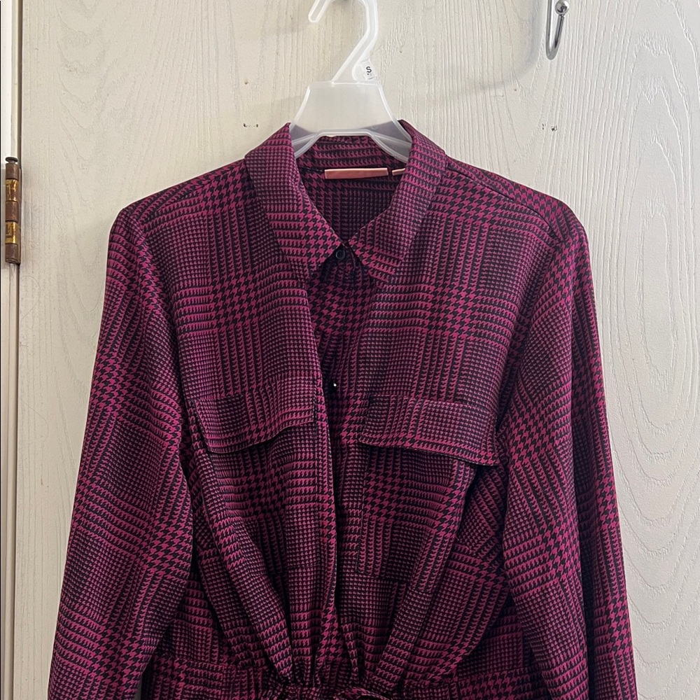 EVRI Pink and Black Plaid Dress